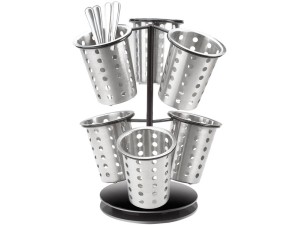 Iron Black 6-Cylinder Revolving Caddy Flatware / Condiment Displayy