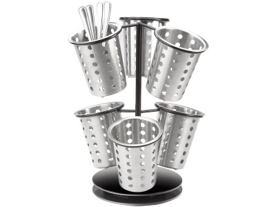 Iron Black 6-Cylinder Revolving Caddy Flatware / Condiment Displayy