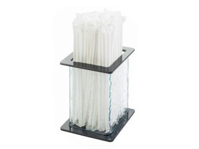 Glacier Faux Glass Straw Holder - 4 3/4" x 4 3/4" x 5 1/2"