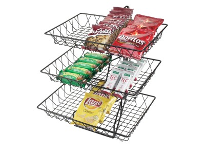 Three Tier Merchandiser with Rectangular Wire Baskets - 18" x 22" x 20"