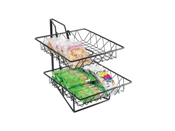 Two Tier Merchandiser with Square Wire Baskets - 12" x 15" x 15"