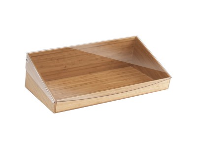 Bamboo Display Bin with Clear Lid - 20" x 12" x 7"