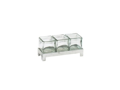 Aluminum Three Jar Display - 12" x 4 1/4" x 2"