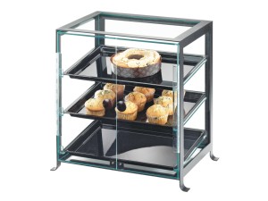 Soho Three Tier Black Display Case with Rear Door - 17 1/4" x 12 3/4" x 20 3/4"