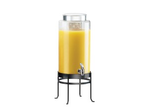 Soho 3 Gallon Black Glass Beverage Dispenser with Ice Chamber