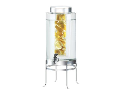Soho 3 Gallon Silver Glass Beverage Dispenser with Infusion Chamber