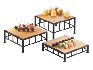 Iron Square Riser with Bamboo Top - 12" x 3"