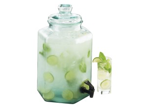 2 Gallon Hexagon Glass Beverage Dispenser