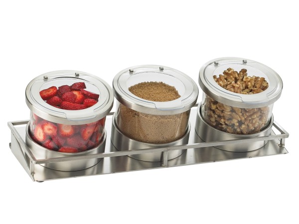 Stainless Steel 3 Jar Mixology Display - 16oz Jars With Solid Lid