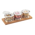 Bamboo 3 Jar Mixology Display - 16oz Jars With Hinged Lid