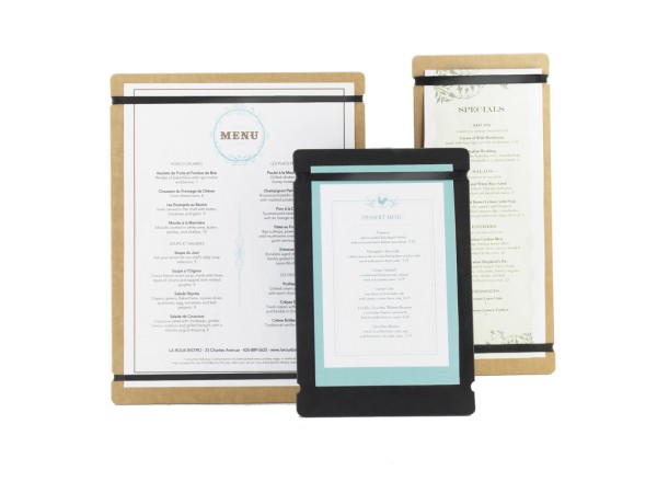 4" x 11" Black Menu Board with Flex Bands