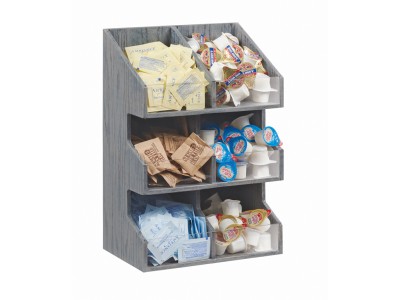 Ashwood 3 Tier, 6 Bin Condiment Display with Clear Bin Face