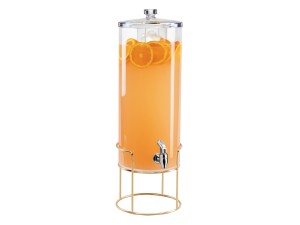 Mid-Century 3 Gallon Round Beverage Dispenser with Ice Chamber - Brass