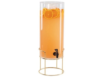 Mid-Century 3 Gallon Round Beverage Dispenser with Infusion Chamber - Brass