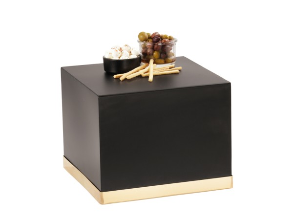 Monaco 14" x 14" x 11" Square Black / Gold Metal Display Riser