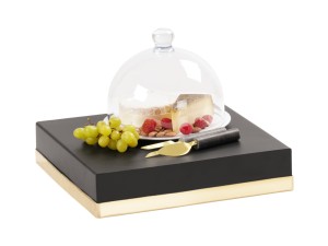 Monaco 14" x 14" x 3" Square Black / Gold Metal Display Riser