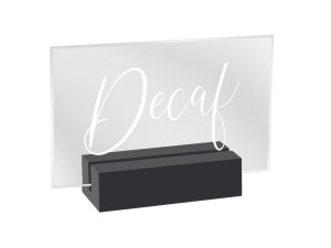 Black Wood / Clear Acrylic "Decaf" Sign - 5 3/4" x 1 1/2" x 2 1/2"