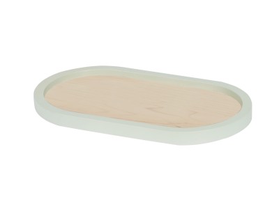 Blonde 7" x 12" Maple Wood Serving Tray with Matcha Colored Rim
