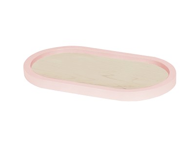 Blonde 7" x 12" Maple Wood Serving Tray with Blush Colored Rim