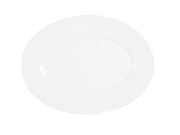 Classic Rim White 12" x 9"  Oval Melamine Platter