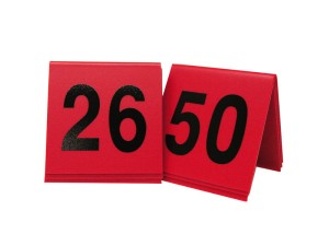 3" x 3" Red / Black Double-Sided Number Table Tents - 26 to 50
