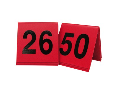 3" x 3" Red / Black Double-Sided Number Table Tents - 26 to 50