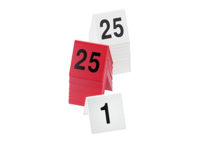 3" x 3" Red / Black Double-Sided Number Table Tents - 51 to 75