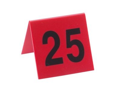 3" x 3" Red / Black Double-Sided Number Table Tents - 1 to 25