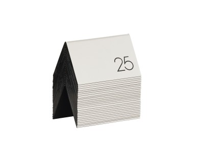 5" x 3" Silver / Black Double-Sided Number Table Tents - 1 to 25