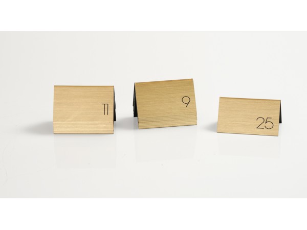 5" x 3" Gold / Black Double-Sided Number Table Tents - 1 to 25