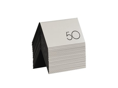 5" x 3" Silver / Black Double-Sided Number Table Tents - 26 to 50