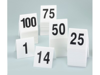 3" x 3" White / Black Double-Sided Number Table Tents - 76 to 100