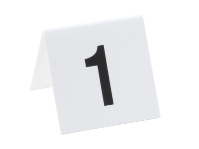 3" x 3" White / Black Double-Sided Number Table Tents - 1 to 25