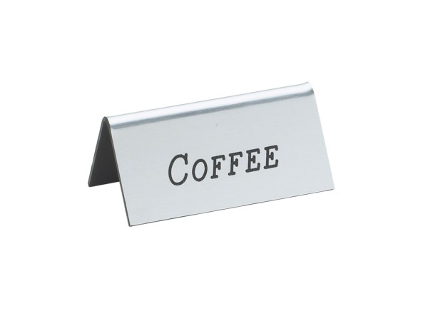 Silver Coffee Beverage Tent - 3" x 1" x 1 1/2"