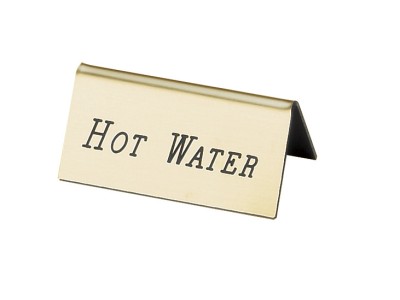 Gold Hot Water Beverage Tent - 3" x 1" x 1 1/2"