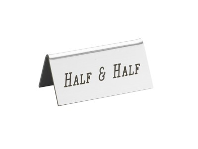 Silver Half & Half Beverage Tent - 3" x 1" x 1 1/2"