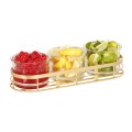 Monaco Gold Metal Condiment Organizer with (3) 16 oz. Glass Jars - 13 3/8