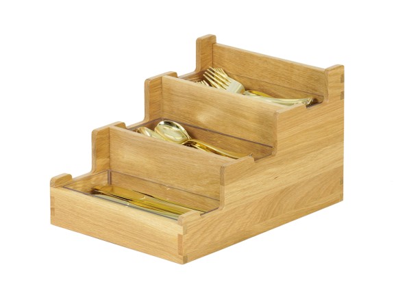 Sydney 3 Section Flatware Holder-Oak