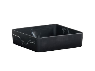12" Square Bowl-Black Swirl