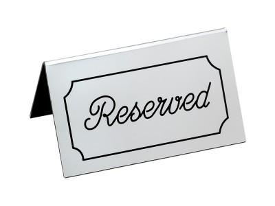 5" x 3" Gray/Black Double-Sided "Reserved" Tent Sign