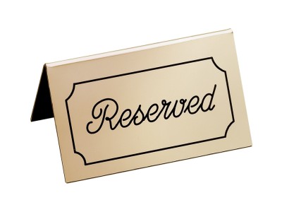 5" x 3" Gold/Black Double-Sided "Reserved" Tent Sign