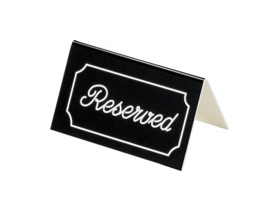 5" x 3" Black/White Double-Sided "Reserved" Tent Sign