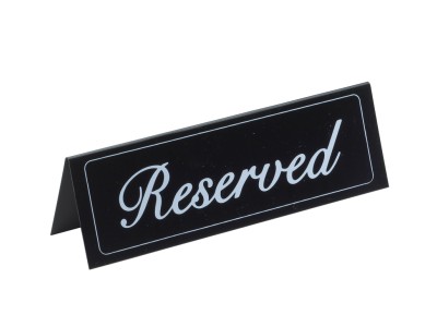 Black Vinyl Reserved Tent - 9 1/4" x 3"