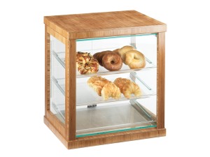 Bamboo Three Tier Display Case with Rear Doors - 21" x 16 1/4" x 22 1/2"