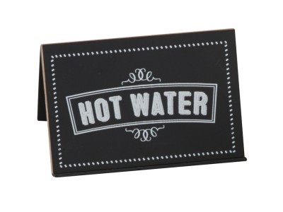 Chalkboard Beverage Sign with "Hot Water" Print - 3" x 2" x 2