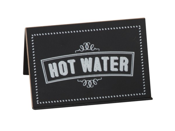 Chalkboard Beverage Sign with "Hot Water" Print - 3" x 2" x 2