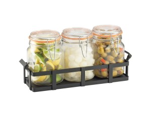 Black Rustic Jar Condiment Display with 34 oz. Jars