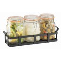 Black Rustic Jar Condiment Display with 34 oz. Jars