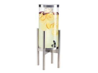 3 Gallon Round Beverage Dispenser with Stainless Steel Base and Ice Chamber