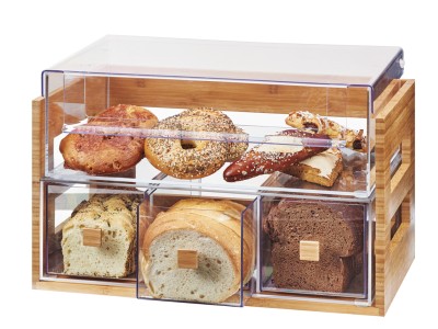 Bamboo 2 Tier Bread Display Case - 20 1/8" x 12 3/4" x 13 1/8"